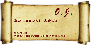 Oszlanszki Jakab névjegykártya